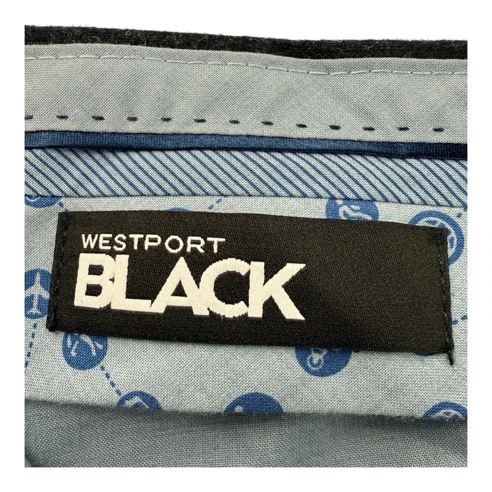 Westport Black 54x35 Navy Blue Ceramica Wool Stretch Flat Front‎ Pants NWT